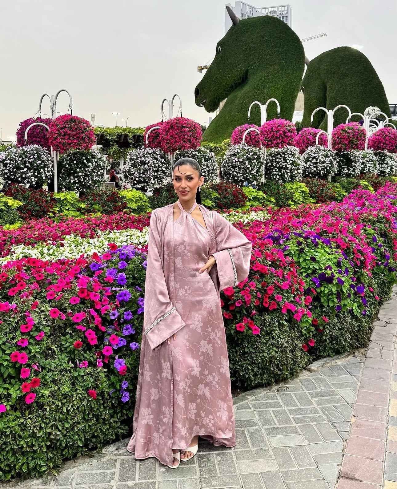 Satin open abaya set with matching halter neck dress UK.