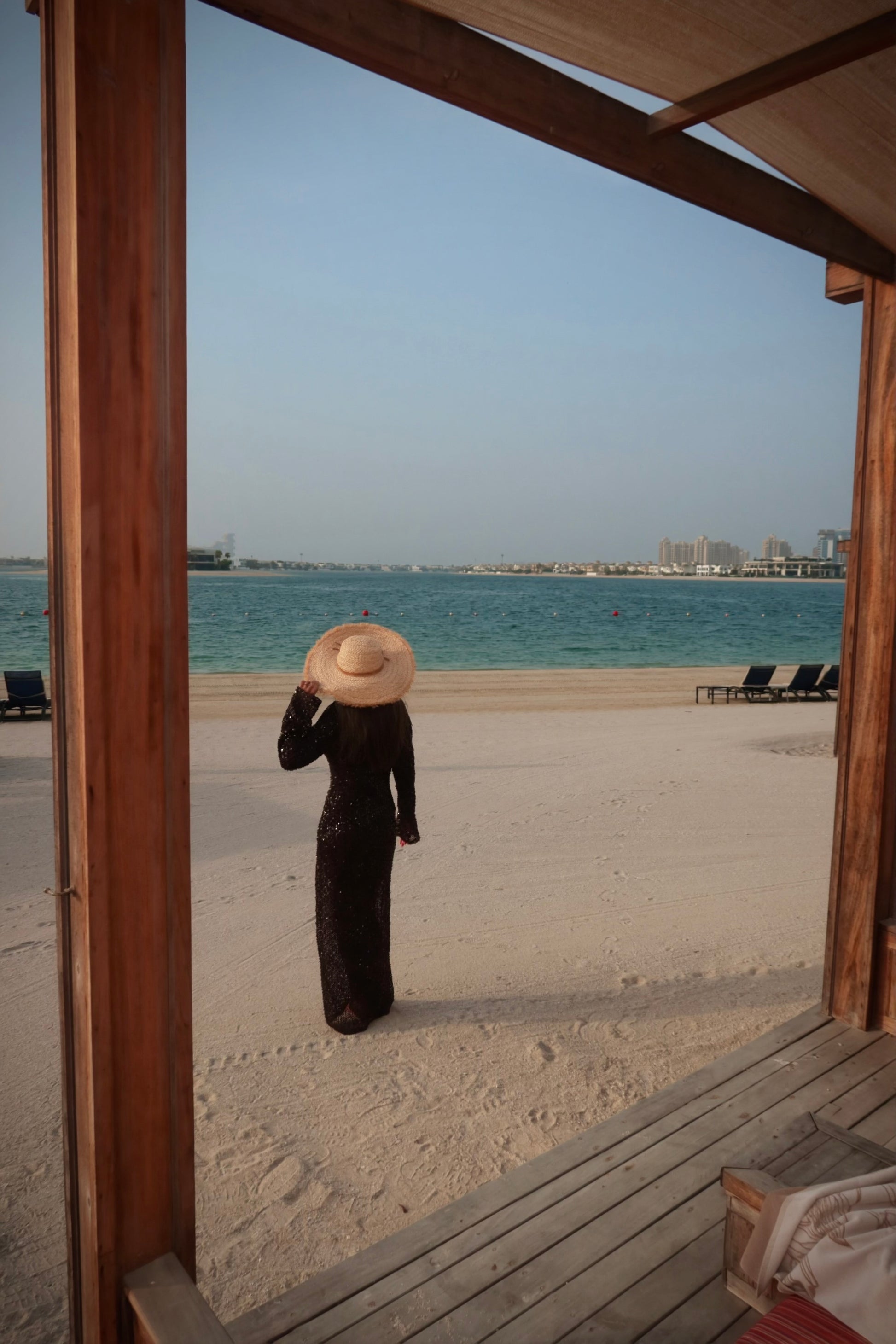 Vierra brown sequin beach cover up dress back view.